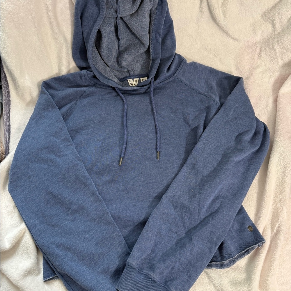 Women’s Roxy Deep Blue Hoodie with Beach Design on Back
